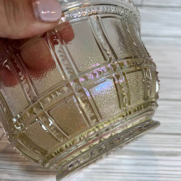 Vintage Lenox Imperial Glass Beaded Block Carnival Glass Bowl #1 Frosted - Picture 7 of 11